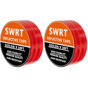 شريط عاكس SWRT مقاس 2 بوصة × 160 قدم في الهواء الطلق مقاوم للماء DOT-C2 شريط عاكس أحمر مقاوم للبهتان، شريط تحذيري قوي لاصق للسلامة، شريط عاكس للضوء لشاحنات المقطورات والدراجات in Saudi Arabia