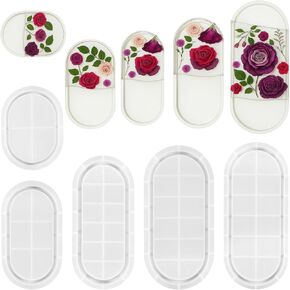 5 Pcs Oval Tray Resin Molds Set, 12'', 10'', 9'', 7'', 5.7'' Silicone Tray Molds for Epoxy Resin, Jewelry Holder, Concrete, Clay, Gypsum in Kuwait