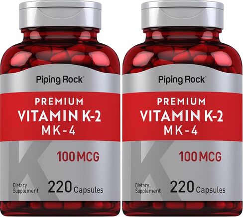 مكمل بايبينج روك فيتامين K2 MK4 | 100 ميكروجرام | 220 كبسولة | غير معدل وراثيًا وخالي من الغلوتين in Saudi Arabia