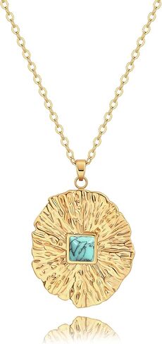 SOFYBJA 18k Gold Chain Choker Dainty Turquoise Beads Bar Necklace for Women Handmade Gemstone Jewelry for Mother's Day in Kuwait