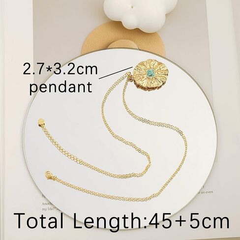 SOFYBJA 18k Gold Chain Choker Dainty Turquoise Beads Bar Necklace for Women Handmade Gemstone Jewelry for Mother's Day in Kuwait