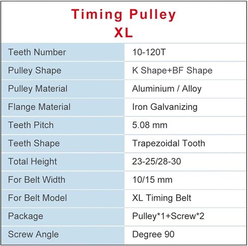 XL20T Alloy Pulley Teeth Pitch 5.08mm Bore 6/8/10-20mm Belt Width 10 1Pcs(10mm) in Saudi Arabia