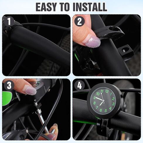 Gatuida Mini Waterproof 7/8" Motorcycle Handlebar Clock Digital Mount, Black Motorbike Accessory for Riding Timing in Saudi Arabia