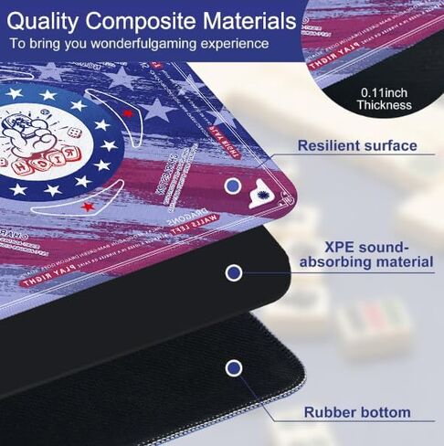 33.5 x 33.5 Inch Mahjong Mat,American Flag Style Wrinkle-Free Packaging，Anti Slip & Noise Reduction Gaming Mat for Poker, Card, Dominoes, Board & Tile Games Mahjong Gift (Flag Mahjong Mat) in Saudi Arabia