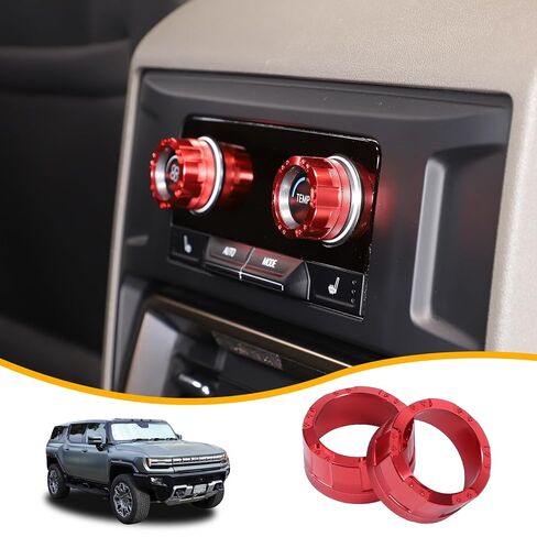for Hummer EV Accessories Rear Air Conditioner Switch Button Knob Cover,Climate Control Knob Aluminum A/C Decal Trim Rings for Hummer EV SUV Truck 2024 2025+ (Mecha Model Red) in Saudi Arabia