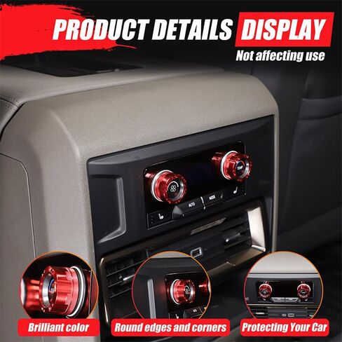 for Hummer EV Accessories Rear Air Conditioner Switch Button Knob Cover,Climate Control Knob Aluminum A/C Decal Trim Rings for Hummer EV SUV Truck 2024 2025+ (Mecha Model Red) in Saudi Arabia