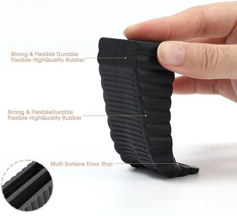 2PCS Safety Rubber Door Stop Stoppers Block Wedge Doorstops Home Office Door Rear Retainer Anti-Collision Stop,95 * 40 * 30mm (Grey) in Saudi Arabia