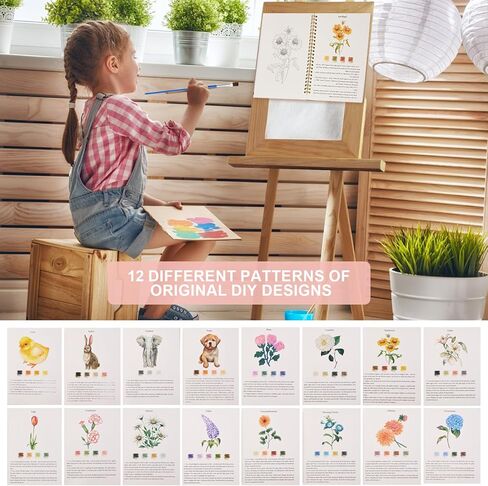 Watercolor Workbook, Water Coloring Book, 24 Colors Watercolor Paint Set with Palette and Brush, 12 Different Patterns of Original DIY Designs, Beginner-Friendly Watercolor Workbook (Animals 1) in Saudi Arabia
