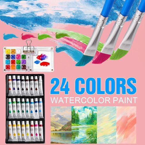 Watercolor Workbook, Water Coloring Book, 24 Colors Watercolor Paint Set with Palette and Brush, 12 Different Patterns of Original DIY Designs, Beginner-Friendly Watercolor Workbook (Animals 1) in Saudi Arabia