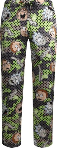 COCO BRANDS بنطال بيجامة رجالي مطبوع بالكامل من Rick and Morty مع حزام خصر مطاطي قابل للتعديل - ملابس نوم من الصوف الحريري in Kuwait