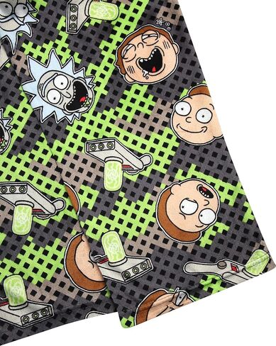 COCO BRANDS بنطال بيجامة رجالي مطبوع بالكامل من Rick and Morty مع حزام خصر مطاطي قابل للتعديل - ملابس نوم من الصوف الحريري in Kuwait