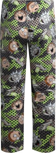 COCO BRANDS بنطال بيجامة رجالي مطبوع بالكامل من Rick and Morty مع حزام خصر مطاطي قابل للتعديل - ملابس نوم من الصوف الحريري in Kuwait