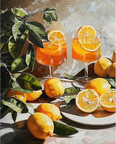 GEEHEIY Paint by Numbers Kit for Adults - Lemon Adult Paint by Number Kits on Canvas for Beginner, Fruit Lemon DIY Acrylic Oil Number Painting for Adults, Perfect for Home Decor Gift 16x20 Inch in Saudi Arabia