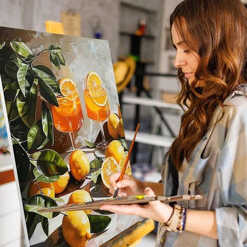 GEEHEIY Paint by Numbers Kit for Adults - Lemon Adult Paint by Number Kits on Canvas for Beginner, Fruit Lemon DIY Acrylic Oil Number Painting for Adults, Perfect for Home Decor Gift 16x20 Inch in Saudi Arabia