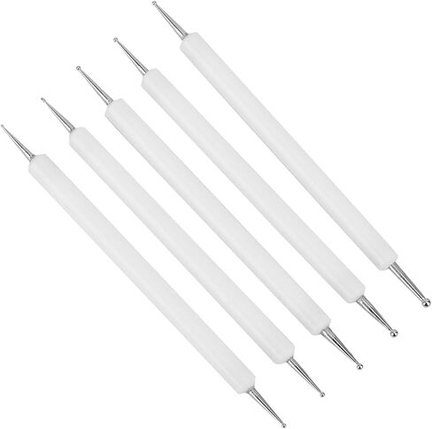 Professional Double End Indentation Pen Kit for Paper Embossing, 5Pcs Sculpting Dotting Tool for Art Projects - White (White) (White) in Saudi Arabia