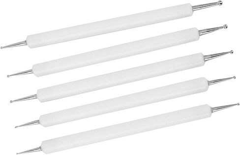 Professional Double End Indentation Pen Kit for Paper Embossing, 5Pcs Sculpting Dotting Tool for Art Projects - White (White) (White) in Saudi Arabia