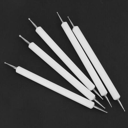 Professional Double End Indentation Pen Kit for Paper Embossing, 5Pcs Sculpting Dotting Tool for Art Projects - White (White) (White) in Saudi Arabia