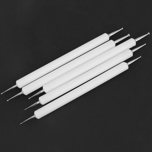 Professional Double End Indentation Pen Kit for Paper Embossing, 5Pcs Sculpting Dotting Tool for Art Projects - White (White) (White) in Saudi Arabia