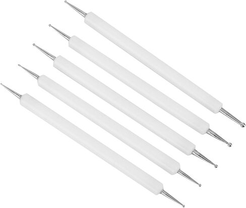 Professional Double End Indentation Pen Kit for Paper Embossing, 5Pcs Sculpting Dotting Tool for Art Projects - White (White) (White) in Saudi Arabia