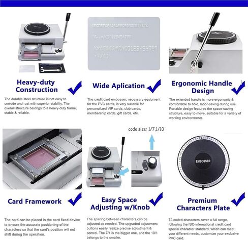 72-Character Manual Embossing Stamping Machine PVC/ID/Credit Card Embosser Code Printer,Card Personalization Tool for Standard PVC Cards 85.5mm × 55mm in Saudi Arabia