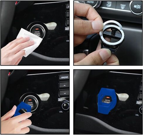 Car Engine Start/Stop Button Cover, Zinc Alloy Car Push Button Start Cover Car Power Control Trim, Universal Car Interior Accessories Key Ignition Switch Protective Cover for Cars, SUVs (Carbon fiber) in Saudi Arabia
