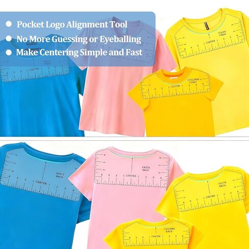 11pcs T-Shirt Ruler Guide - Transparent T-Shirt Alignment Tool, Vinyl Alignment Heat Press Ruler, T-Shirt Measurement Tool for Heat Press, Alignment, Adults, Kids Front and Back Measurement in Saudi Arabia