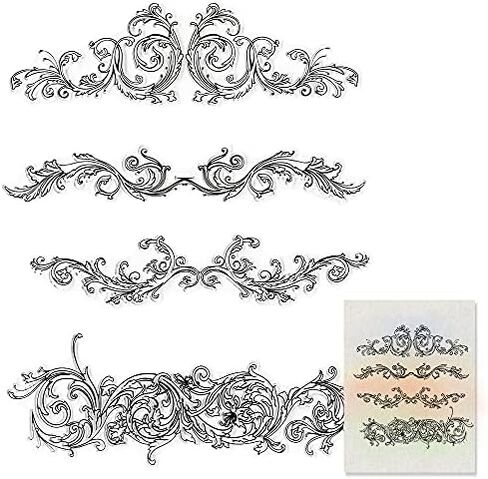 Flower Lace Clear Stamps for Card Making Decoration DIY Scrapbooking, Laces Line Frame Silicone Clear Rubber Stamps for Holiday Card Making Embossing Album Decor Craft in Saudi Arabia