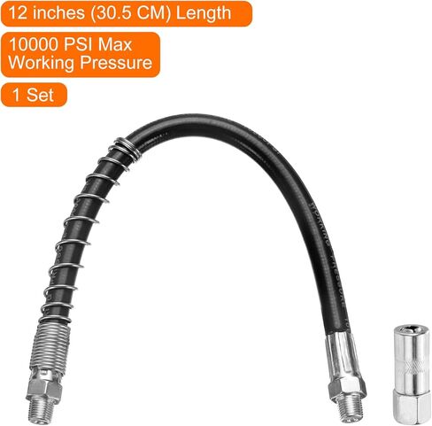 HARFINGTON Grease Gun Hose Kit 23.8" 10000 PSI Spring Flex High Pressure Quick Release Grease with Grease Gun Coupler 1/8" NPT Threads for Grease Gun, Black in Saudi Arabia