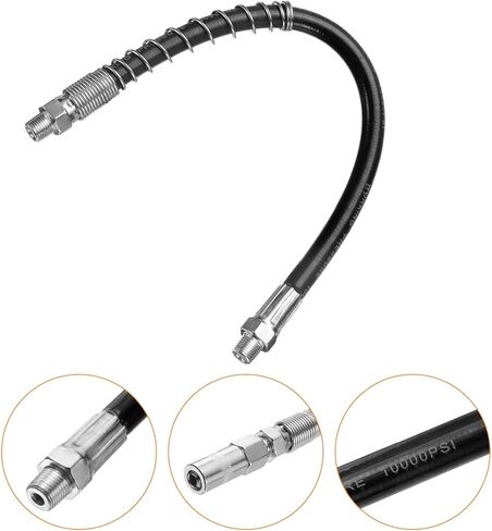 HARFINGTON Grease Gun Hose Kit 23.8" 10000 PSI Spring Flex High Pressure Quick Release Grease with Grease Gun Coupler 1/8" NPT Threads for Grease Gun, Black in Saudi Arabia