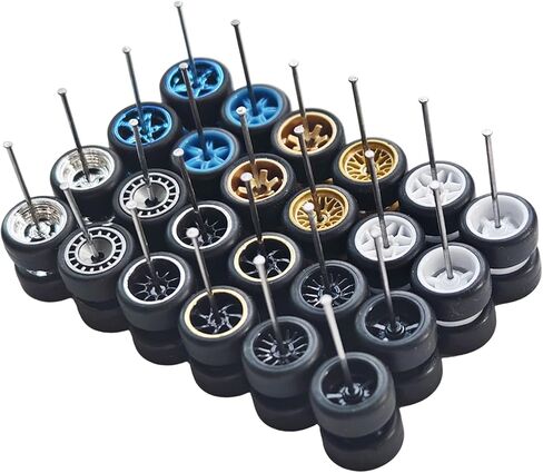 1/64 Wheels and Tires Set, 12-Pack 1 : 64 Scale Wheels Rubber Tires with Easy-Install Axles, Mixed Styles, for 1/64 Diecast Cars in Saudi Arabia