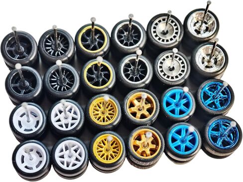 1/64 Wheels and Tires Set, 12-Pack 1 : 64 Scale Wheels Rubber Tires with Easy-Install Axles, Mixed Styles, for 1/64 Diecast Cars in Saudi Arabia