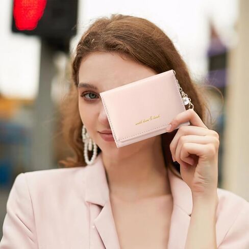 Sunwel Fashion Elegant Small Wallet with Chain Decoration Cash Credit Card Holder ID Window for Women Girls (BLACK) in Kuwait