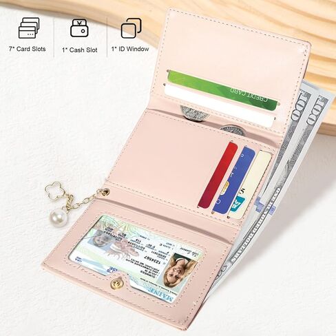 Sunwel Fashion Elegant Small Wallet with Chain Decoration Cash Credit Card Holder ID Window for Women Girls (BLACK) in Kuwait