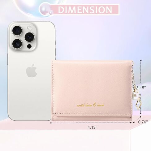 Sunwel Fashion Elegant Small Wallet with Chain Decoration Cash Credit Card Holder ID Window for Women Girls (BLACK) in Kuwait