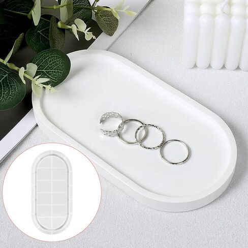 5 Pcs Oval Tray Resin Molds Set, 12'', 10'', 9'', 7'', 5.7'' Silicone Tray Molds for Epoxy Resin, Jewelry Holder, Concrete, Clay, Gypsum in Kuwait