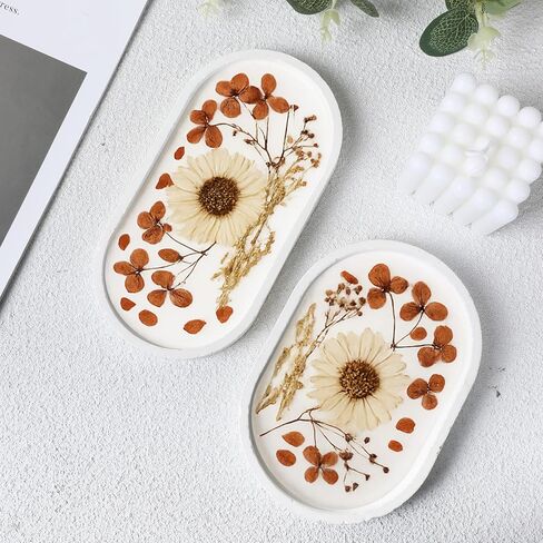 5 Pcs Oval Tray Resin Molds Set, 12'', 10'', 9'', 7'', 5.7'' Silicone Tray Molds for Epoxy Resin, Jewelry Holder, Concrete, Clay, Gypsum in Kuwait