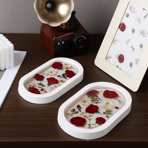 5 Pcs Oval Tray Resin Molds Set, 12'', 10'', 9'', 7'', 5.7'' Silicone Tray Molds for Epoxy Resin, Jewelry Holder, Concrete, Clay, Gypsum in Kuwait
