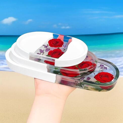 5 Pcs Oval Tray Resin Molds Set, 12'', 10'', 9'', 7'', 5.7'' Silicone Tray Molds for Epoxy Resin, Jewelry Holder, Concrete, Clay, Gypsum in Kuwait