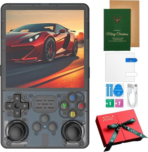 HatiLuminis R36plus Handheld Retro Game Console 4.0-inch IPS Screen,Preloaded with Classic Games,Portable Pocket Video Gaming with Christmas Card & Gift Box (Purple) in Saudi Arabia