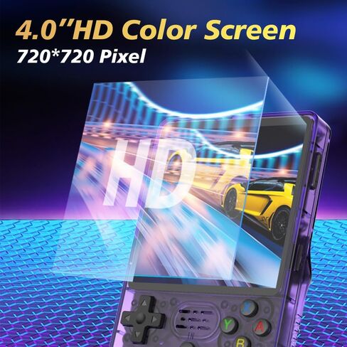 HatiLuminis R36plus Handheld Retro Game Console 4.0-inch IPS Screen,Preloaded with Classic Games,Portable Pocket Video Gaming with Christmas Card & Gift Box (Purple) in Saudi Arabia