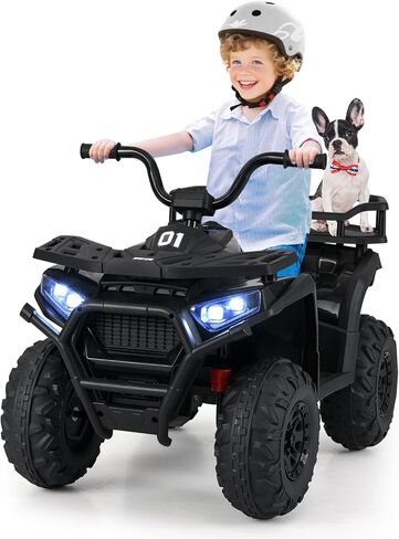 OLAKIDS 24V 4x4 Ride on Car, Kids ATV Quad with Bluetooth Music, LED Lights, Power Display, Rear Storage Rack, Spring Suspension, Electric 4 Wheeler for Kids Boys Girls Aged 3+ Years (Green) in Saudi Arabia