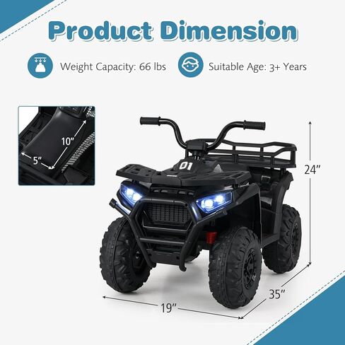 OLAKIDS 24V 4x4 Ride on Car, Kids ATV Quad with Bluetooth Music, LED Lights, Power Display, Rear Storage Rack, Spring Suspension, Electric 4 Wheeler for Kids Boys Girls Aged 3+ Years (Green) in Saudi Arabia