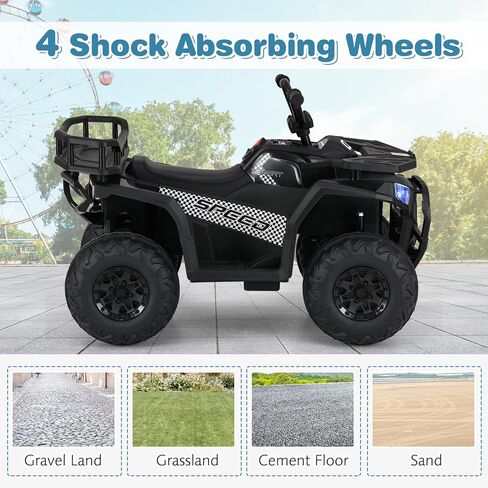 OLAKIDS 24V 4x4 Ride on Car, Kids ATV Quad with Bluetooth Music, LED Lights, Power Display, Rear Storage Rack, Spring Suspension, Electric 4 Wheeler for Kids Boys Girls Aged 3+ Years (Green) in Saudi Arabia