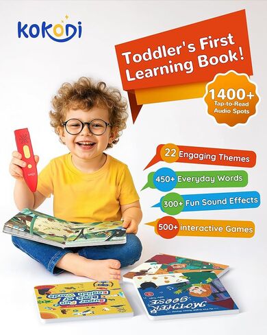 KOKODI Talking Pen Books Sets, Autism Sensory Games, Interactive Audio Sound Books Kids Learning Electronic Toys for Toddlers Kids, Early Educational Gifts Birthday Gifts for Boys Girls Age 2 3 4 5 in Saudi Arabia
