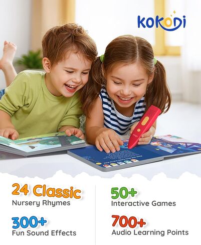 KOKODI Talking Pen Books Sets, Autism Sensory Games, Interactive Audio Sound Books Kids Learning Electronic Toys for Toddlers Kids, Early Educational Gifts Birthday Gifts for Boys Girls Age 2 3 4 5 in Saudi Arabia