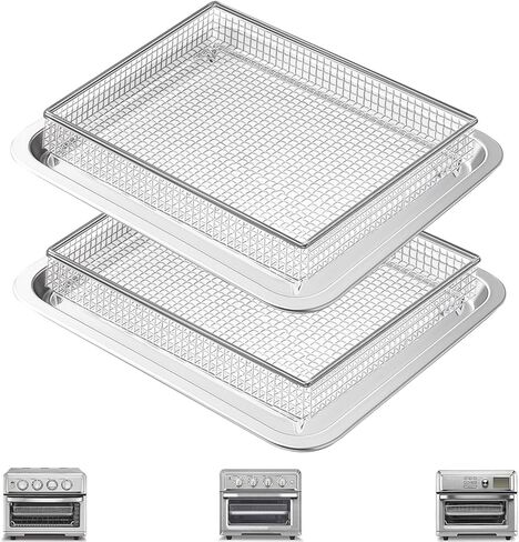 Air Fryer Basket Tray Replacement for Cuisinart TOA-60 TOA-65 TOA-70 Toaster Air Fryer Convection Oven, 12.2 * 11'' Mesh Air Fryer Stainless Steel Basket Wire Rack Accessories Parts, Dishwasher Safe in Kuwait