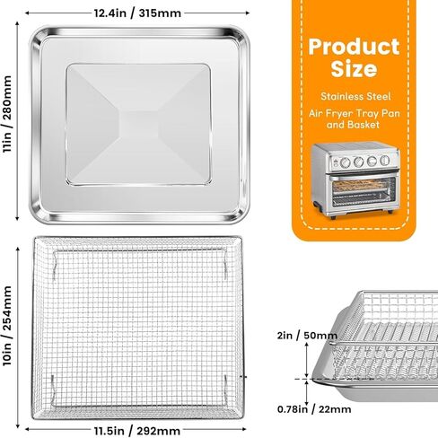 Air Fryer Basket Tray Replacement for Cuisinart TOA-60 TOA-65 TOA-70 Toaster Air Fryer Convection Oven, 12.2 * 11'' Mesh Air Fryer Stainless Steel Basket Wire Rack Accessories Parts, Dishwasher Safe in Kuwait