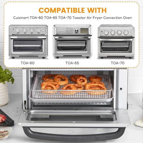 Air Fryer Basket Tray Replacement for Cuisinart TOA-60 TOA-65 TOA-70 Toaster Air Fryer Convection Oven, 12.2 * 11'' Mesh Air Fryer Stainless Steel Basket Wire Rack Accessories Parts, Dishwasher Safe in Kuwait