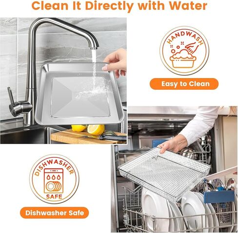 Air Fryer Basket Tray Replacement for Cuisinart TOA-60 TOA-65 TOA-70 Toaster Air Fryer Convection Oven, 12.2 * 11'' Mesh Air Fryer Stainless Steel Basket Wire Rack Accessories Parts, Dishwasher Safe in Kuwait