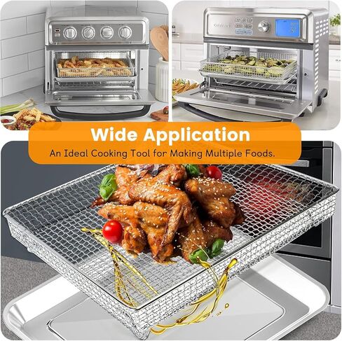 Air Fryer Basket Tray Replacement for Cuisinart TOA-60 TOA-65 TOA-70 Toaster Air Fryer Convection Oven, 12.2 * 11'' Mesh Air Fryer Stainless Steel Basket Wire Rack Accessories Parts, Dishwasher Safe in Kuwait